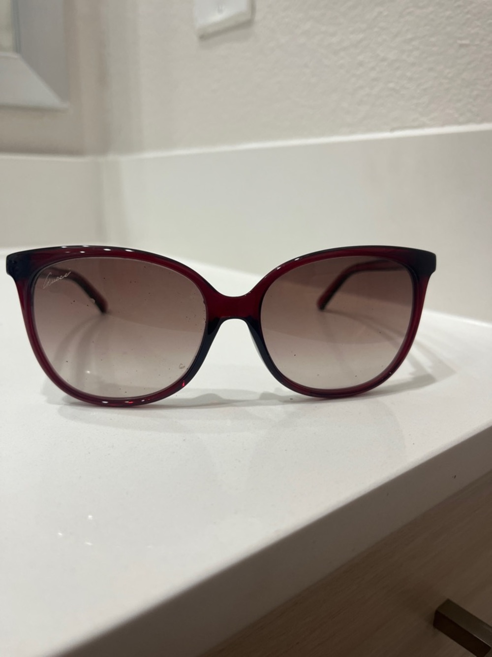 Gucci Women's Gradient Burgundy Frame Sunglasses